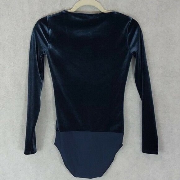 J. Crew Blue Velour Velvet Long Sleeve Scoop Neck Bodysuit Navy S (27) - Picture 2 of 8